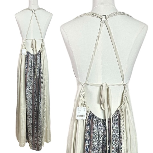 Free People Bohemian Nights Maxi Slip Dress Size Medium NWT Silky 70s Lace - Picture 10 of 16